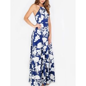 SHEIN Halterneck Floral Print Maxi Dress